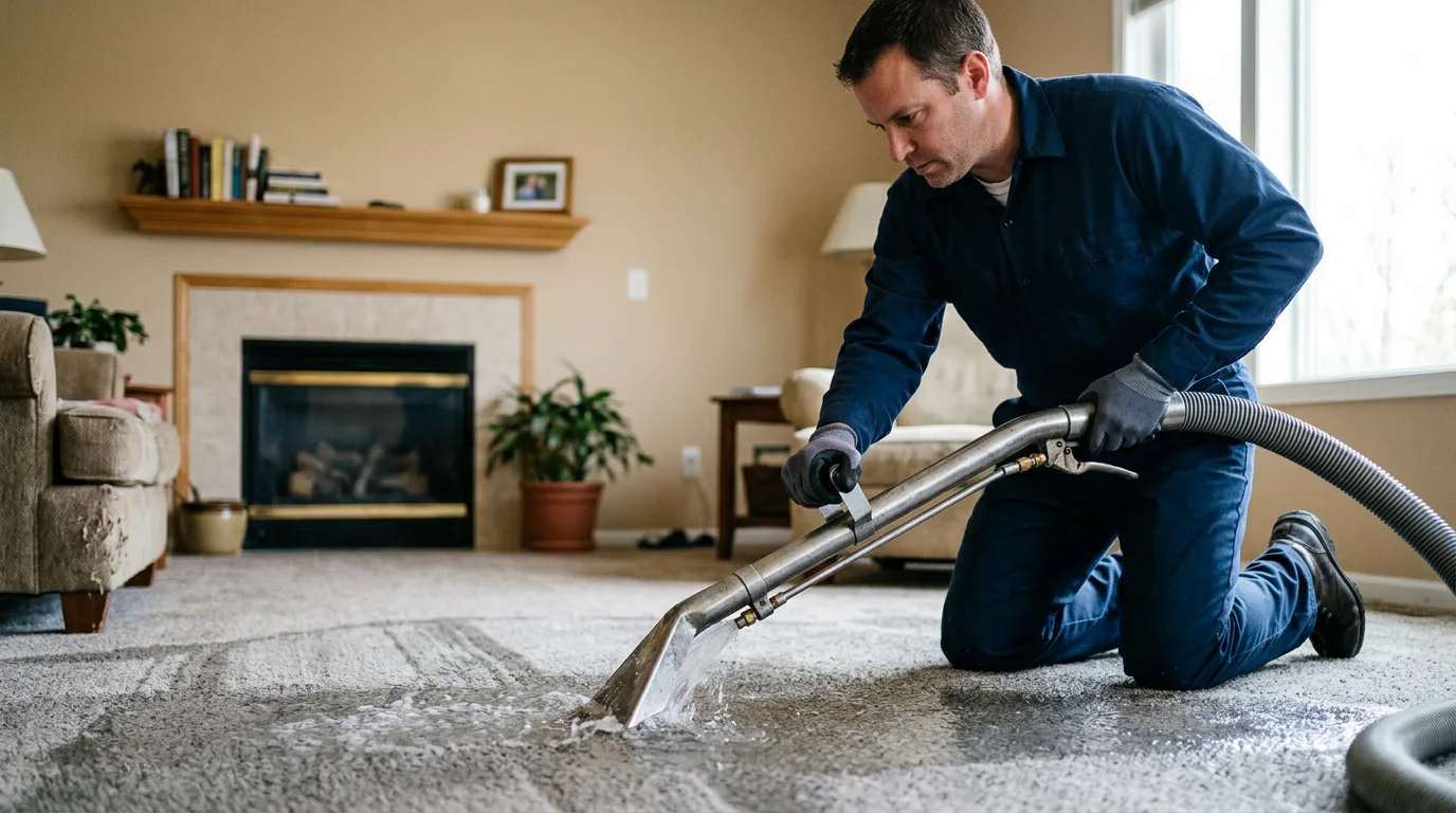 Water damage restoration technician working near North Freedom, WI